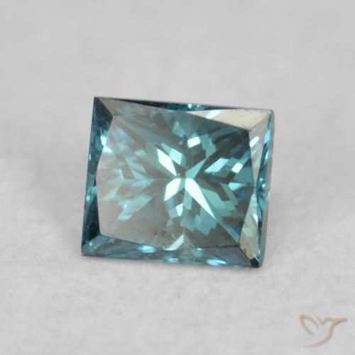 0.07 ct Blue Diamond Stone, Natural Diamond in Princess-Cut Shape for Sale