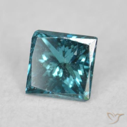 0.08 ct Blue Diamond Stone, Natural Diamond in Princess-Cut Shape for Sale
