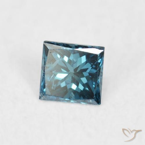 0.06 ct Blue Diamond Stone, Natural Diamond in Princess-Cut Shape for Sale