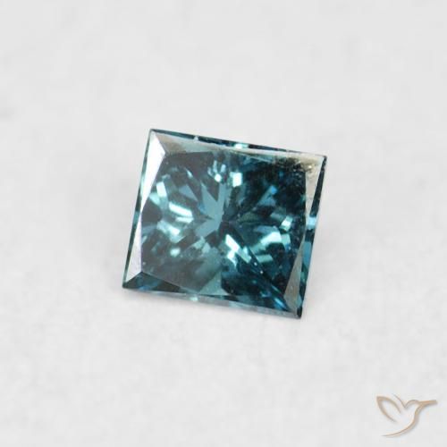 0.03 ct Blue Diamond Stone, Natural Diamond in Princess-Cut Shape for Sale
