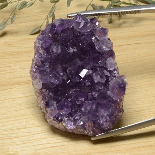 61.70 ct Violet Druzy Amethyst Gemstone, Druzy Amethyst Gem in Fancy Crystal Cluster Shape for Sale.