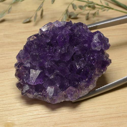 75.76 ct Violet Druzy Amethyst Gemstone, Druzy Amethyst Gem in Fancy Crystal Cluster Shape for Sale.