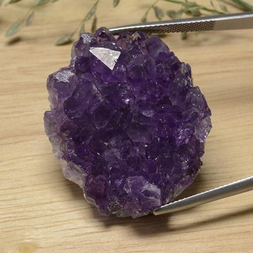 75.76 ct Violet Druzy Amethyst Stone, Natural Druzy Amethyst in Fancy Crystal Cluster Shape for Sale