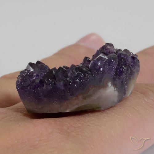 Druzy Amethyst Gemstone in 34.2 x 25.2 mm Size for Sale, Druzy Amethyst Stone in Medium-Dark Violet Color