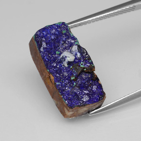 9.73 ct Blue Druzy Azurite Gemstone, Druzy Azurite Gem in Baguette Crystal Cluster Shape for Sale.