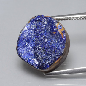 7.29 ct Blue Druzy Azurite Gemstone, Druzy Azurite Gem in Fancy Crystal Cluster Shape for Sale.