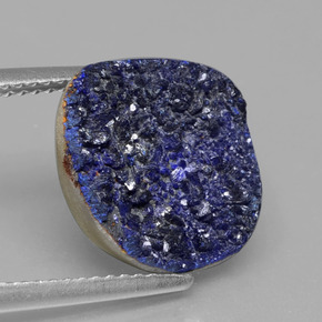 5.24 ct Blue Druzy Azurite Gemstone, Druzy Azurite Gem in Fancy Crystal Cluster Shape for Sale.