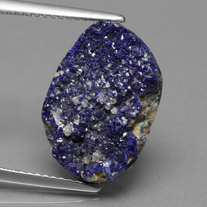 20.43 ct Blue Druzy Azurite Gemstone, Druzy Azurite Gem in Fancy Crystal Cluster Shape for Sale.