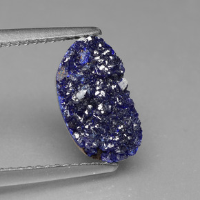 2.56 ct Blue Druzy Azurite Gemstone, Druzy Azurite Gem in Fancy Crystal Cluster Shape for Sale.