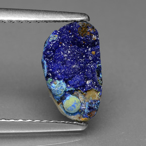 1.80 ct Blue Druzy Azurite Gemstone, Druzy Azurite Gem in Fancy Crystal Cluster Shape for Sale.