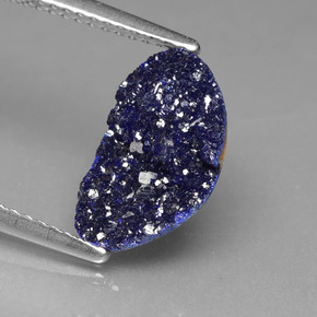 1.97 ct Blue Druzy Azurite Gemstone, Druzy Azurite Gem in Fancy Crystal Cluster Shape for Sale.