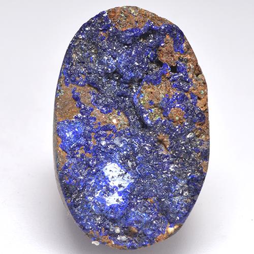Deep Navy Blue Druzy Azurite Gem - 18.1ct Oval Crystal Cluster (ID: 529676)