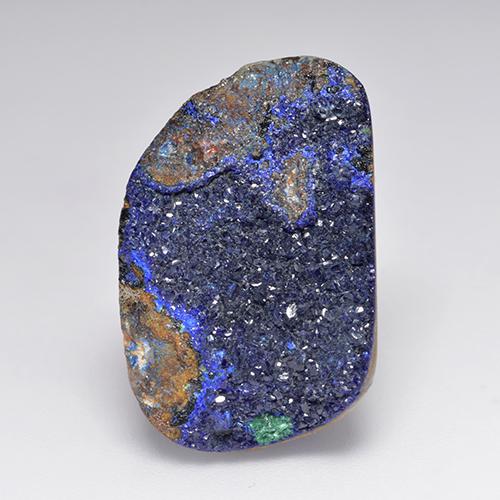 19.23 ct Blue Druzy Azurite Gemstone, Druzy Azurite Gem in Fancy Crystal Cluster Shape for Sale.