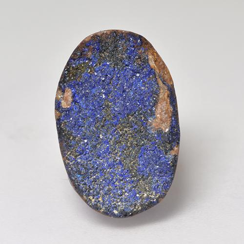 Deep Navy Blue Druzy Azurite Gem - 7.1ct Oval Crystal Cluster (ID: 529709)