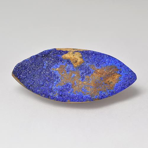 6.76 ct Blue Druzy Azurite Gemstone, Druzy Azurite Gem in Marquise Crystal Cluster Shape for Sale.