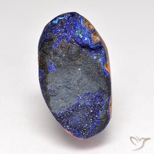 11.28 ct Blue Druzy Azurite Stone, Natural Druzy Azurite in Oval Crystal Cluster Shape for Sale