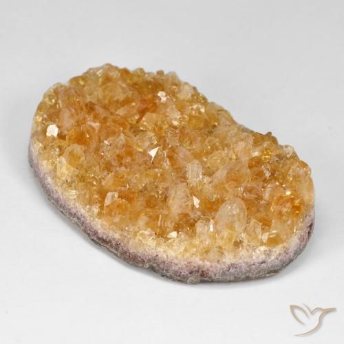 66.20 ct Orange Druzy Citrine Stone, Natural Druzy Citrine in Oval Crystal Cluster Shape for Sale