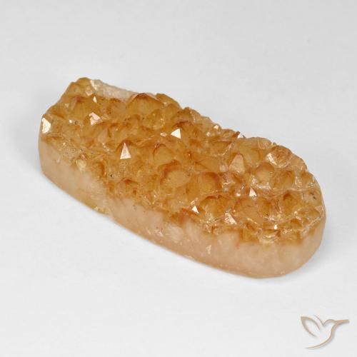 30.62 ct Orange Druzy Citrine Stone, Natural Druzy Citrine in Oval Crystal Cluster Shape for Sale