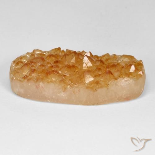 Druzy Citrine Gemstone in 33.2 x 15 mm Size for Sale, Druzy Citrine Stone in Medium Light-Orange Color
