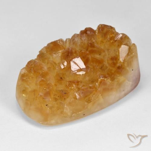 52.86 ct Orange Druzy Citrine Stone, Natural Druzy Citrine in Cushion Crystal Cluster Shape for Sale