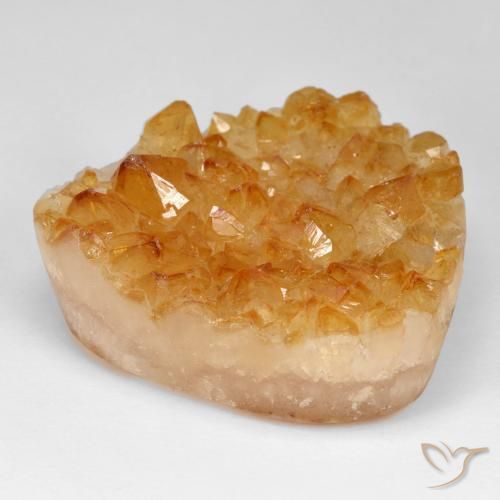 71.45 ct Orange Druzy Citrine Stone, Natural Druzy Citrine in Trillion Crystal Cluster Shape for Sale