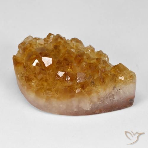 67.28 ct Orange Druzy Citrine Stone, Natural Druzy Citrine in Pear Crystal Cluster Shape for Sale