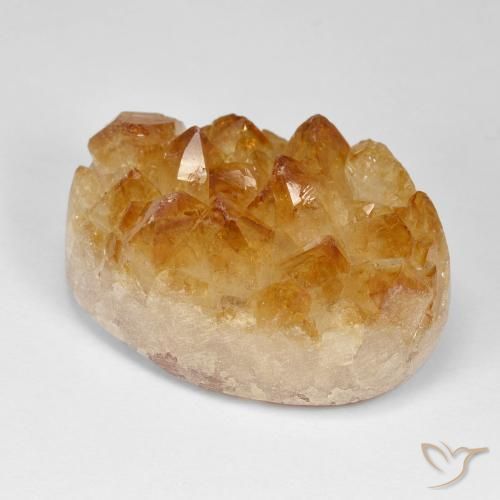 57.87 ct Golden Druzy Citrine Stone, Natural Druzy Citrine in Oval Crystal Cluster Shape for Sale