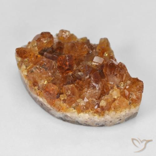 23.62 ct Orange Druzy Citrine Stone, Natural Druzy Citrine in Marquise Crystal Cluster Shape for Sale