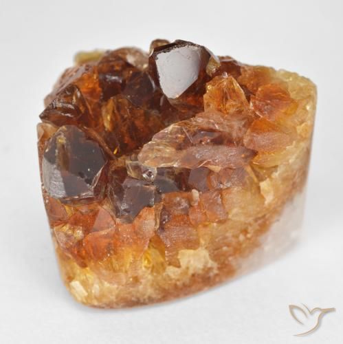 37.97 ct Orange Druzy Citrine Stone, Natural Druzy Citrine in Trillion Crystal Cluster Shape for Sale