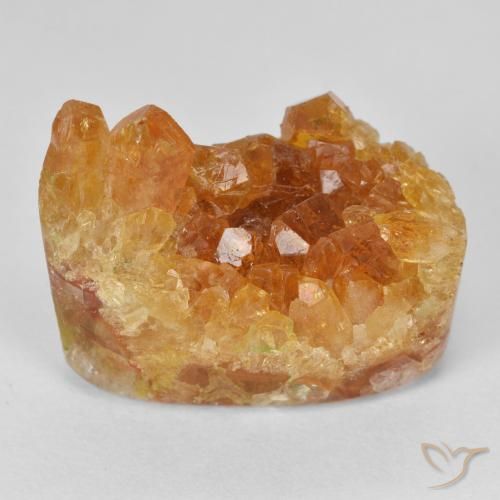 19.75 ct Orange Druzy Citrine Stone, Natural Druzy Citrine in Pear Crystal Cluster Shape for Sale