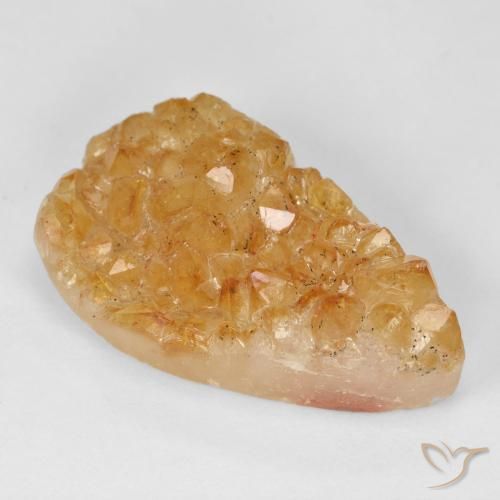 19.29 ct Orange Druzy Citrine Stone, Natural Druzy Citrine in Pear Crystal Cluster Shape for Sale