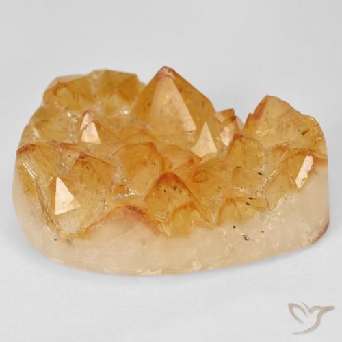 40.00 ct Orange Druzy Citrine Stone, Natural Druzy Citrine in Pear Crystal Cluster Shape for Sale