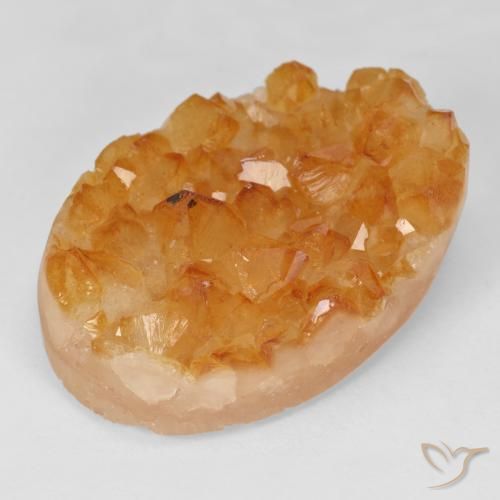 47.77 ct Orange Druzy Citrine Stone, Natural Druzy Citrine in Oval Crystal Cluster Shape for Sale