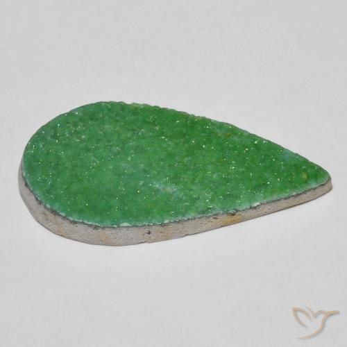 Druzy Variscite Gemstone in 29.4 x 14.8 mm Size for Sale, Druzy Variscite Stone in Medium Green Color