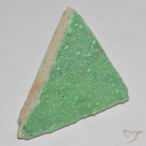 11.89 ct Green Druzy Variscite Stone, Natural Druzy Variscite in Trillion Crystal Cluster Shape for Sale