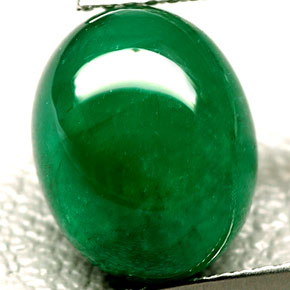 4.30 ct Green Emerald Gemstone, Emerald Gem in Oval Cabochon Shape for Sale.