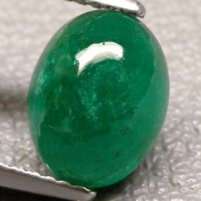 2.50 ct Green Emerald Gemstone, Emerald Gem in Oval Cabochon Shape for Sale.