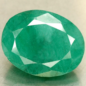 2.35 ct Green Emerald Gemstone, Emerald Gem in Oval Facet Shape for Sale.