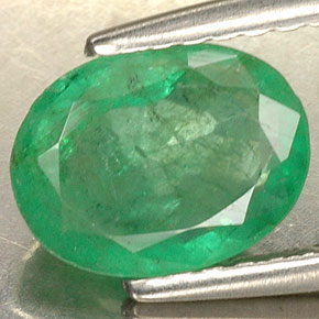 1.30 ct Green Emerald Gemstone, Emerald Gem in Oval Facet Shape for Sale.