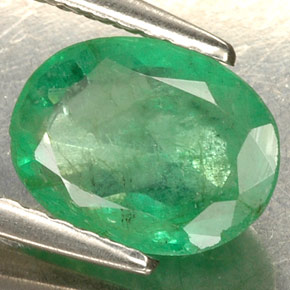 1.30 ct Green Emerald Stone, Natural Emerald in Oval Facet Shape for Sale