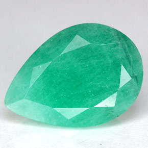 3.47 ct Green Emerald Gemstone, Emerald Gem in Pear Facet Shape for Sale.