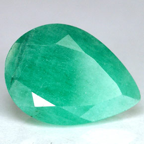 3.47 ct Green Emerald Stone, Natural Emerald in Pear Facet Shape for Sale