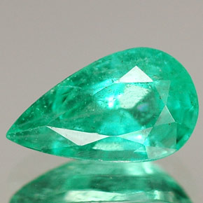 1.29 ct Green Emerald Gemstone, Emerald Gem in Pear Facet Shape for Sale.