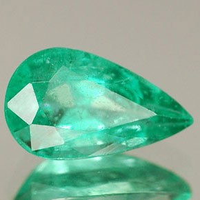 1.29 ct Green Emerald Stone, Natural Emerald in Pear Facet Shape for Sale