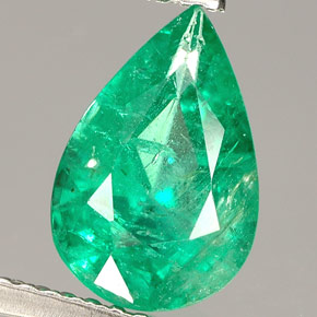 1.42 ct Green Emerald Stone, Natural Emerald in Pear Facet Shape for Sale