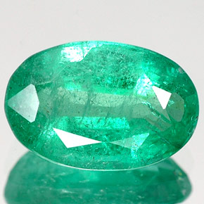 1.64 ct Green Emerald Gemstone, Emerald Gem in Oval Facet Shape for Sale.