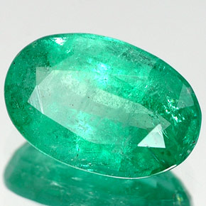 1.64 ct Green Emerald Stone, Natural Emerald in Oval Facet Shape for Sale
