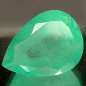 11.76 ct Green Emerald Stone, Natural Emerald in Pear Facet Shape for Sale