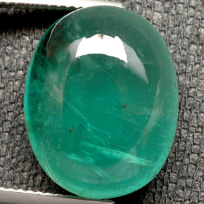 17.44 ct Green Emerald Stone, Natural Emerald in Oval Cabochon Shape for Sale