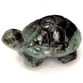 12.91 ct Green Emerald Gemstone, Emerald Gem in Carved Hippopotamus Shape for Sale.